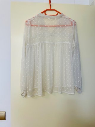 Blusa Zara Blanca Transparente