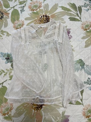 Blusa Zara Blanca Transparente