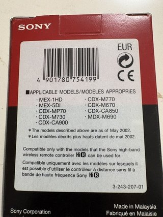 Mando Inalámbrico Sony RM-X6S