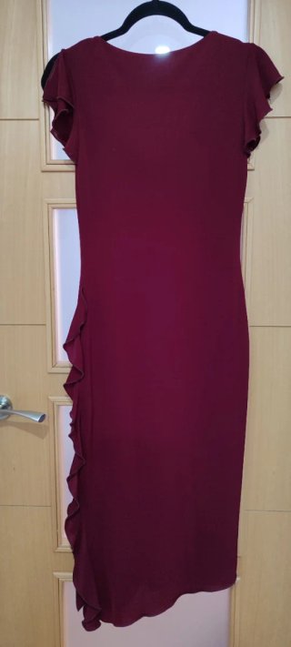 Vestido midi burdeos talla S
