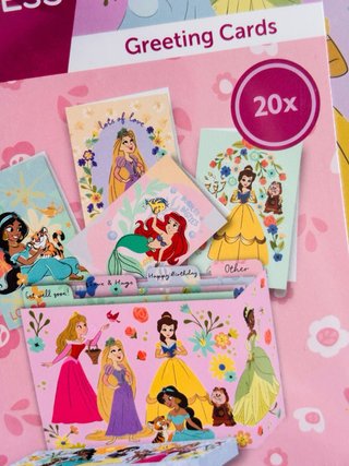 Scatola Latta Disney Princess Biglietti Auguri