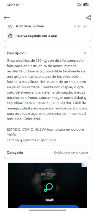 Grúa de bidepedestación y traslado + arneses
