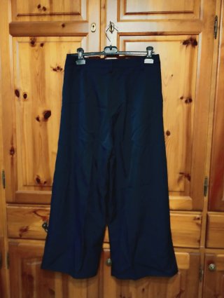 Pantaloni donna gamba ampia blu scuro