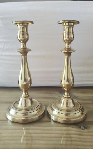 Candelabros Isabelinos Bronce Antiguos