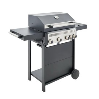 Barbacoa de gas negra y plateada