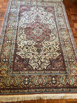 Tappeto Persiano Tabriz Lana Seta Beige 197x125