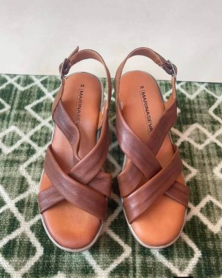 Sandali donna marrone tacco zeppa n.39