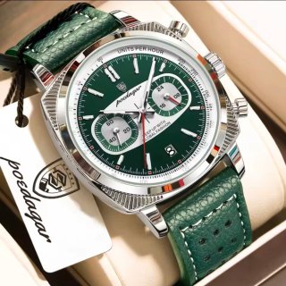 Reloj Poedagar Cronógrafo Verde y Plateado