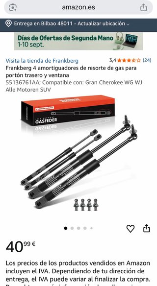 Amortiguadores de gas para portón trasero nuevos.