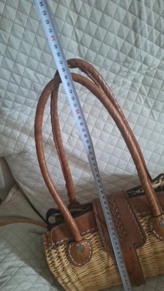 Bolso artesanal mimbre y piel