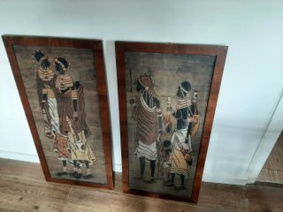 Cuadro africano étnico madera tela