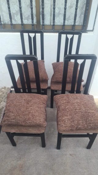 Juego de 4 Sillas Comedor Madera Tapizadas