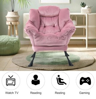Sillón rosa de terciopelo sin usar,