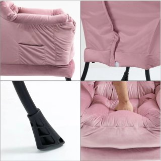 Sillón rosa de terciopelo sin usar,