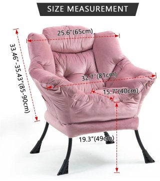 Sillón rosa de terciopelo sin usar,