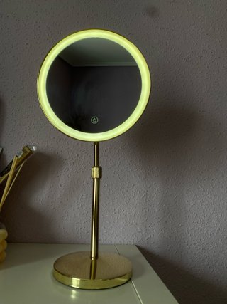 Espejo Maquillaje LED Táctil Sobremesa Dorado