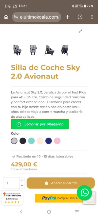 Silla Coche Avionaut Sky NACIMIENTO + REGALO FUNDA