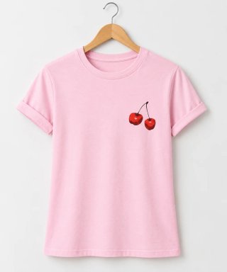 Camiseta rosa con cerezas