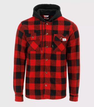 Chaqueta Sherpa a cuadros roja y negra