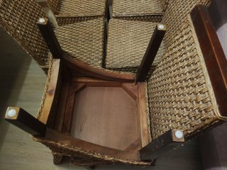 Lote 6 Sillas Comedor Ratán y Madera