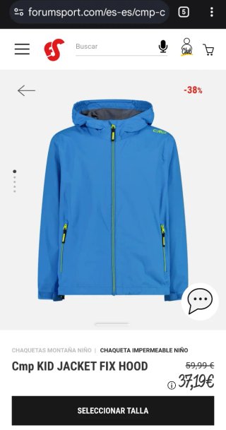Cortavientos CMP Talla 14 Azul Naranja