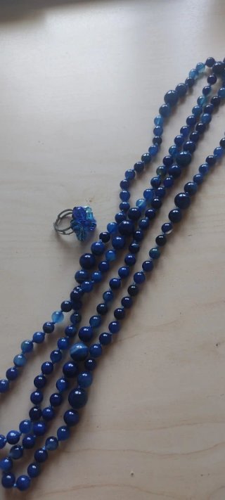 Collar y Anillo Flor Azul