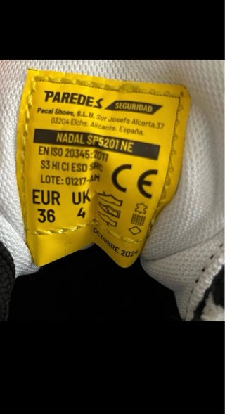 Zapatos de seguridad Paredes Talla 36