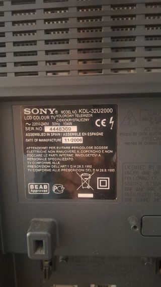 Sony Bravia KDL-32U2000 TV LCD 32