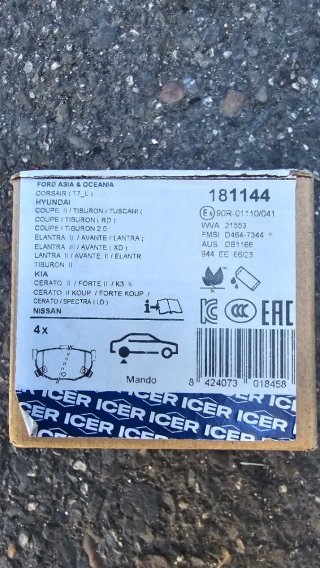 Pastillas Freno ICER 181144 Hyundai Lantra