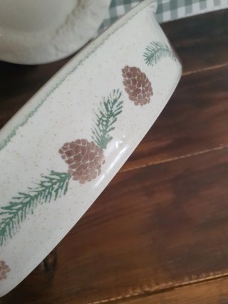 Bandeja horno cerámica con diseño pino