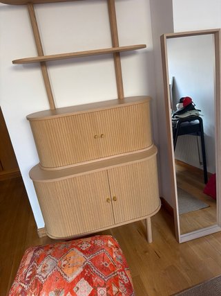 Mueble Estantería + Puff + Espejo