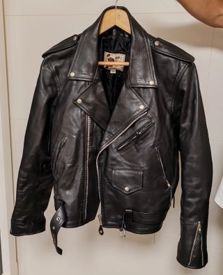 Cazadora Biker Piel Negra AMI Talla XL