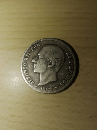 Moneda Plata Alfonso XII 1882