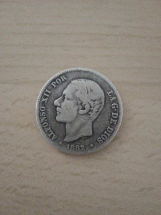 Moneda Plata Alfonso XII 1882