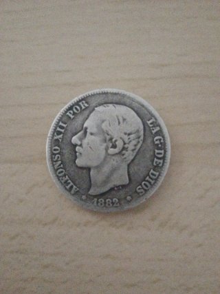 Moneda Plata Alfonso XII 1882