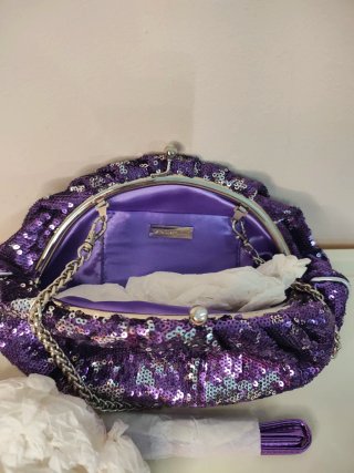 Bolso de fiesta Volum lentejuelas morado sin estre