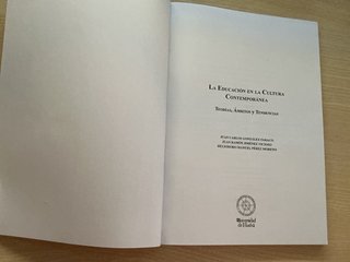 Libro: La educación en la cultura contemporánea.