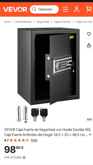 Caja Fuerte VEVOR Huella Dactilar 60L