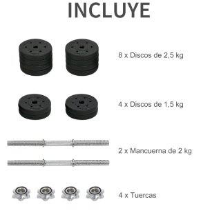 Conjunto de 2 mancuernas, kit de entrenamiento