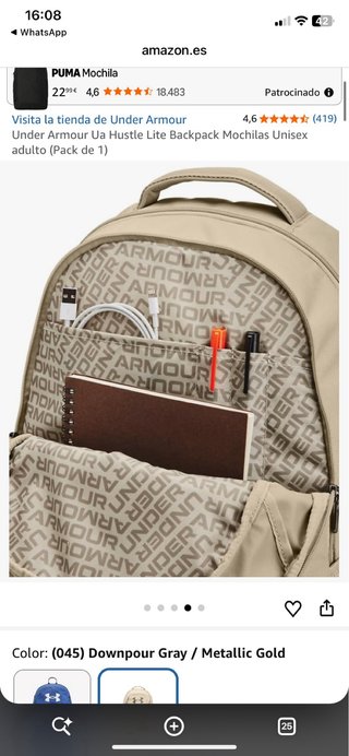 Mochila Under Armour 26L Beige NUEVA A ESTRENAR