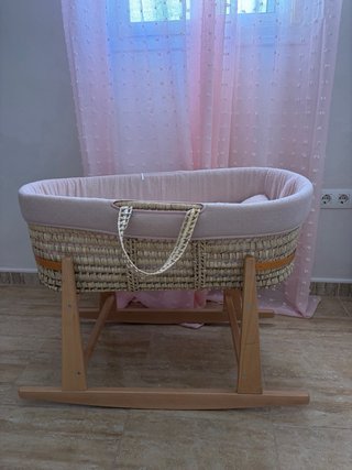 Moisés mimbre Cambrass rosa