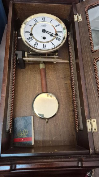 Reloj de Pared Gallo Antiguo Madera y Cristal