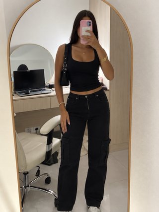Pantalones anchos Bershka negros talla 34