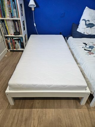 2 Camas Blancas 160x80cm Madera Maciza de pino