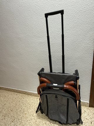 Carro de bebé gris y marrón