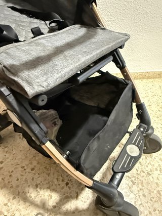 Carro de bebé gris y marrón