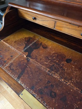 Escritorio Bureau Antiguo Madera y Cuero