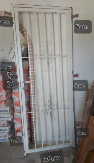 Puerta de rejas blanca 210x80cm