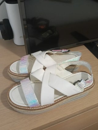 Sandalias blancas plataforma mujer talla 39