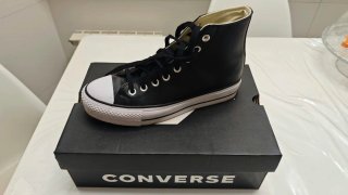 Converse Botín Negro Plataforma tipo piel